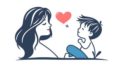 Mother and kid logo template in flat style. Family love vector illustration. Parenting icon. Generative AI