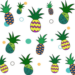 Cartoon pineapple seamless pattern