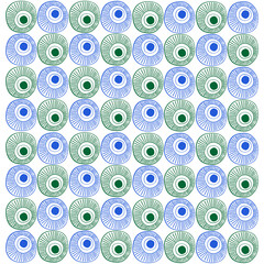 Hand drawn blue and green circles seamless pattern
