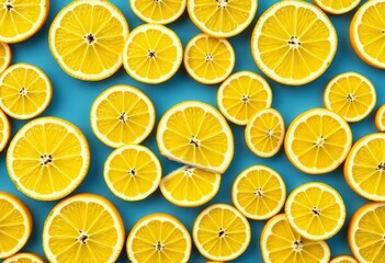 Infinitely repeating pattern of vibrant lemon slices on a seamless background,   design,  textile