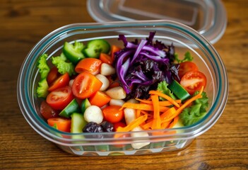 Healthy meal prep container with vibrant salad, ready to eat,   tasty,  clean eating