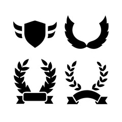 Laurel wreath, shield, wing, ribbon, and banners vector set. Laurel wreaths, shields, wings, ribbons illustration for awards, heraldry, logos, badges, and branding designs 