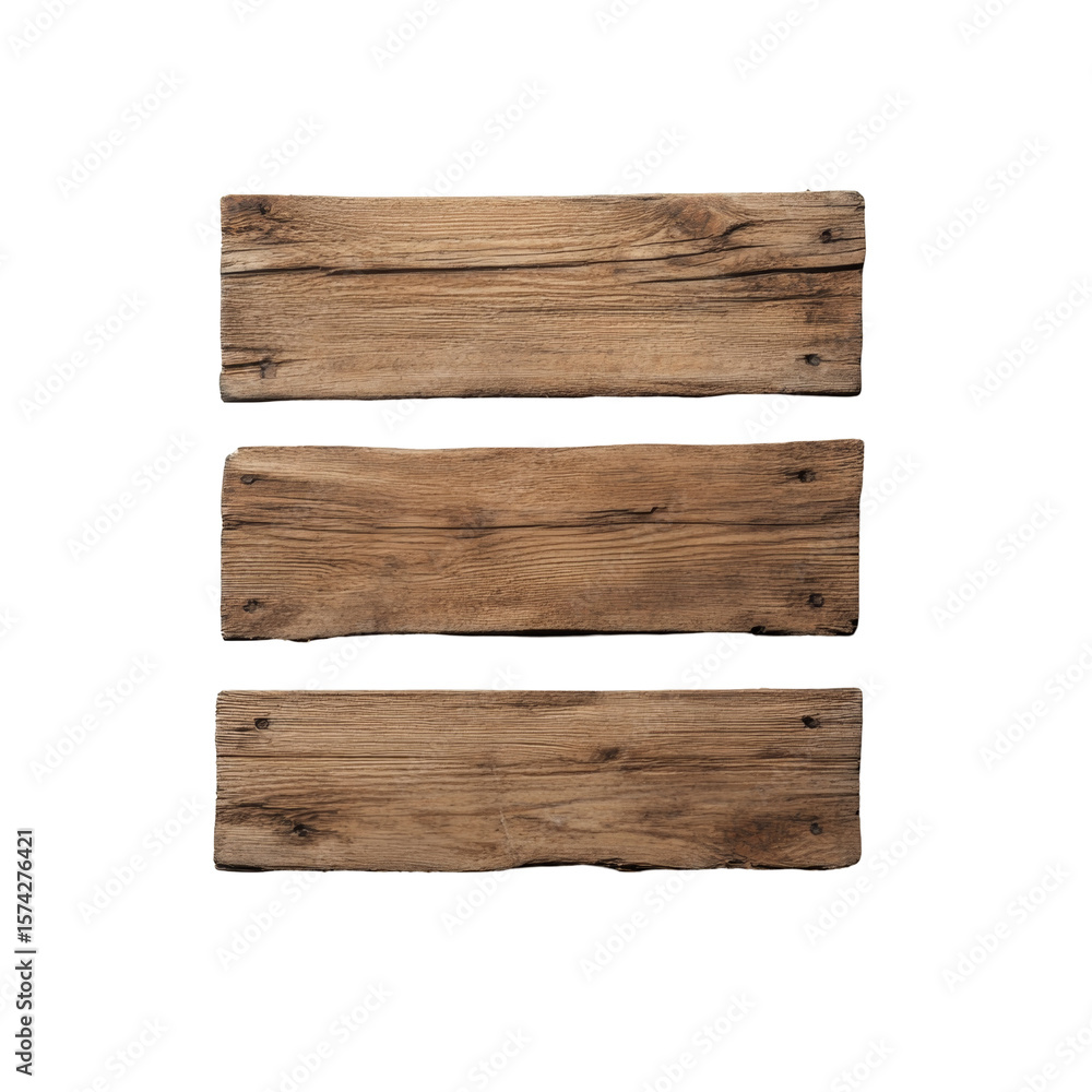 Poster three rustic wooden planks with distinctive grain patterns and natural weathered appearance
