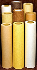 Cylindrical filter rolls in various colors