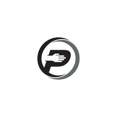 Letter P and Hand logo or icon design