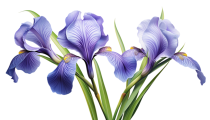  Two elegant purple iris flowers with intricate veining and delicate yellow accents, showcasing their natural beauty png