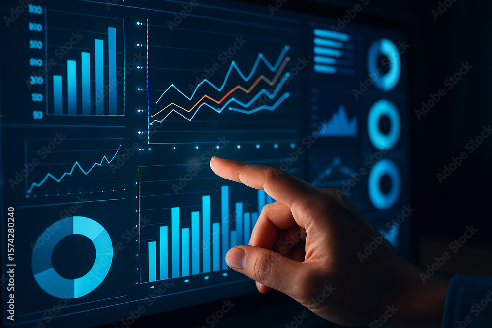 Poster data analysis dashboard with charts and graphs for business intelligence and financial analytics ins