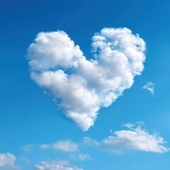 Heart shaped cloud formation against beautiful clear blue sky for love symbol and romantic dream