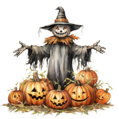 halloween pumpkin with witch hat