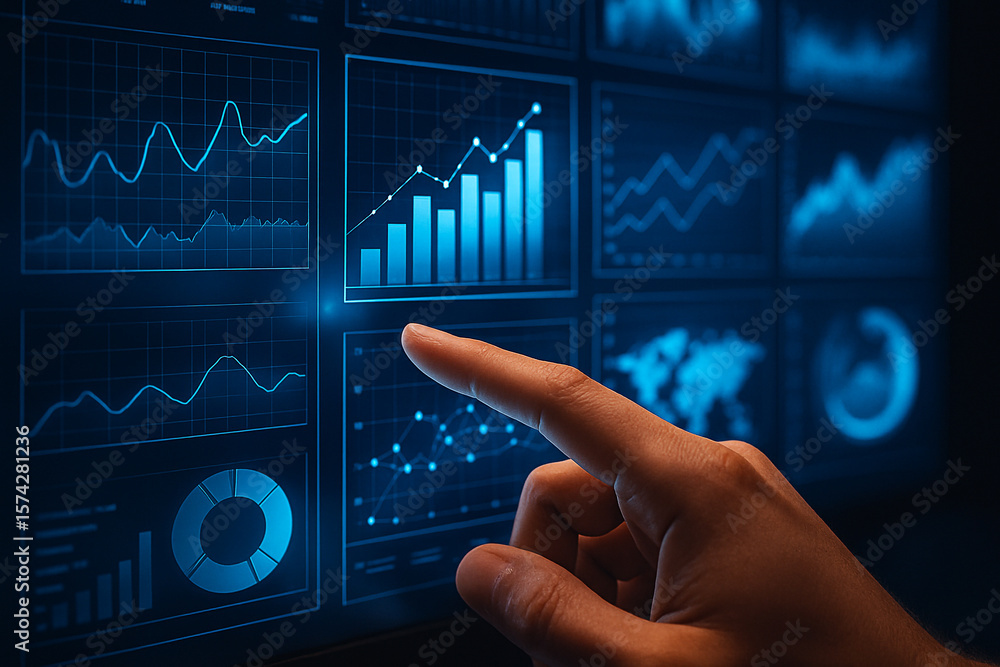Poster data analytics dashboard visualization for business intelligence and financial analysis insights