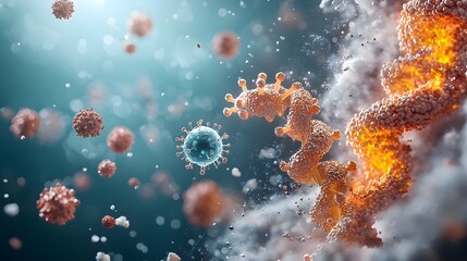 Fototapeta premium A detailed microscopic view of the intricate cellular and molecular structures being analyzed through advanced scientific research and innovative technologies in a laboratory setting