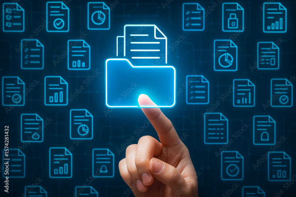 Poster digital document management system for business and organization with data security concept design