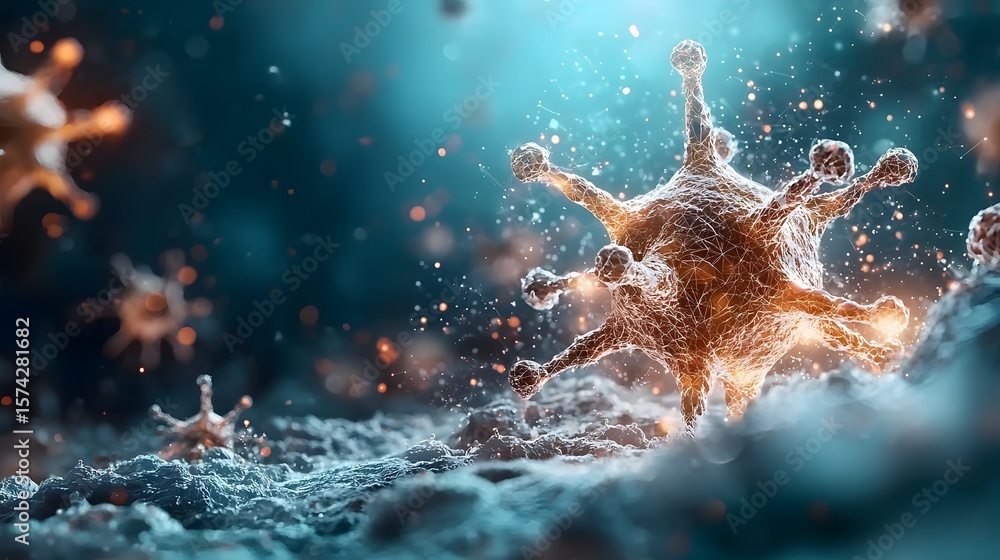 Poster a dynamic and visually striking digital depicting the intricate complexity of quantum simulations an