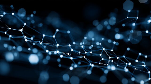 Abstract blue network of connected dots and lines, representing technology, science, and future connections, digital communication - Powered by Adobe