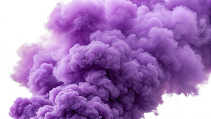 Purple smoke swirling gracefully on a white background