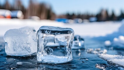 Frozen cubes on a winter's day