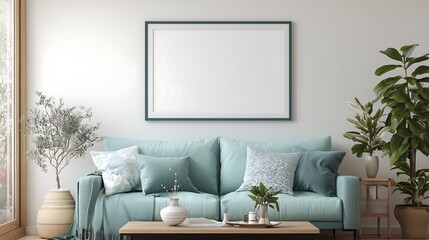 Modern Living Room Poster Mockup with ISO A Frame – Perfect for Interior Design Presentations	

