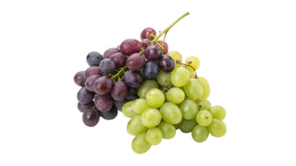 Bunches of Fresh Red and Green Grapes isolated on transparent background healthy fruit, freshness, and natural produce.