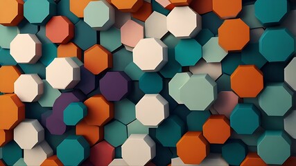 Colorful octagons in geometric arrangement create a vibrant abstract background, perfect for modern designs and creative projects with bold and playful style.