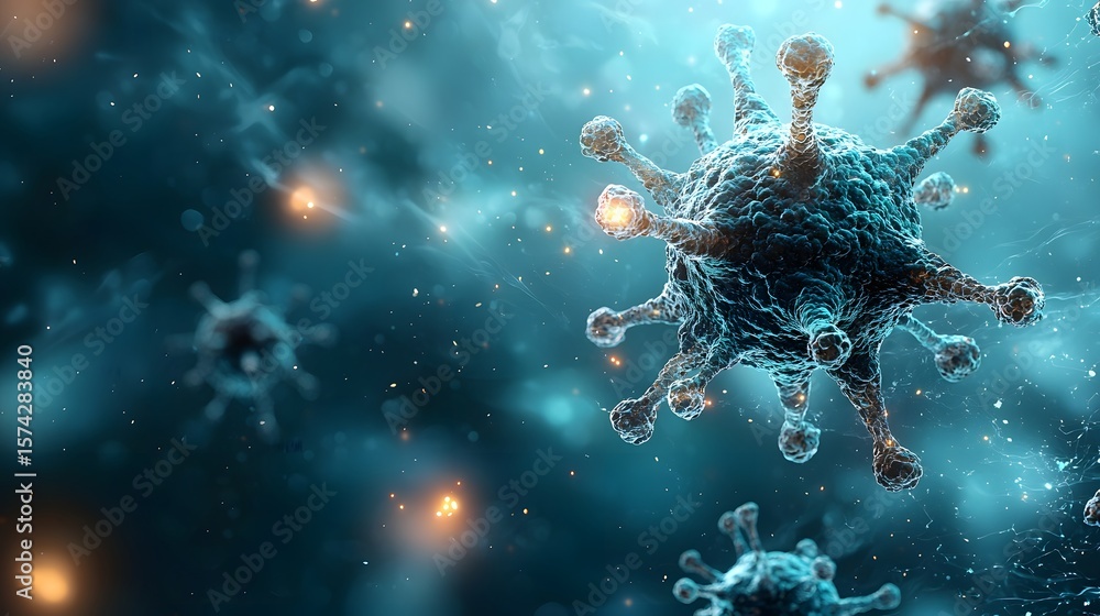 Poster a visually striking and abstract of a complex quantum neural network system integrated with advanced
