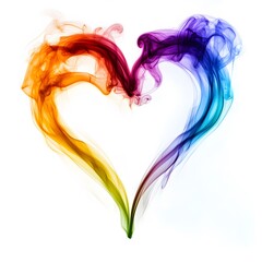 Colorful heart-shaped smoke art with vibrant rainbow swirls