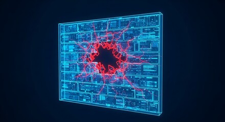 Abstract Digital Explosion Shattered Data Block, Glitch Art. (AI Generated)