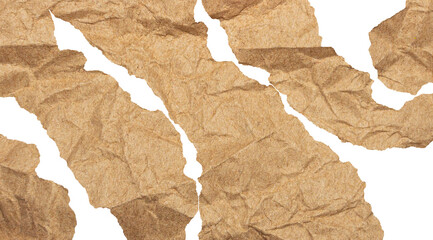 Realistic Torn Brown Kraft Paper Strip with Realistic Wrinkles and Rough Edges. Ideal for Creative...