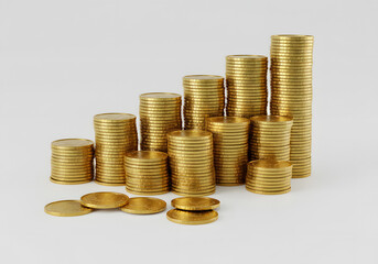 Ascending Stacks of Golden Coins A Visual Representation of Financial Growth and Investment Potential