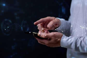 future network concept Hand touching the Metaverse Universe, A Conceptual Shift in Digital...