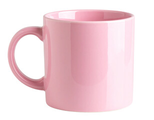 Minimalist Pink Ceramic Mug with Handle, Isolated on Transparent Background PNG