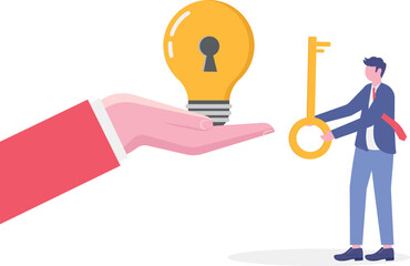 Key to success, creativity idea to solve problem, innovation or knowledge to unlock career potential concept.

