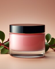 Minimalist Pink Moisturizer Jar, 3D Render, Studio Lighting