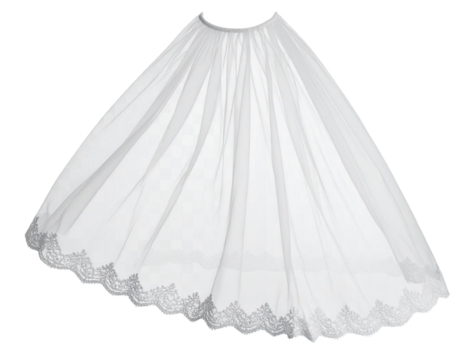 Romantic Lace-Trimmed Wedding Veil with Sheer Fabric Isolated on Transparent Background PNG