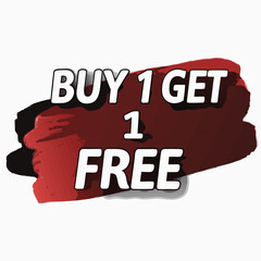 Buy one, get one free special offer label. Sale retail business promotion sticker. Marketing advertising label template vector illustration