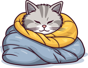 Charming Cat Wrapped in Blanket: Cozy Comfort and Sleepy Serenity