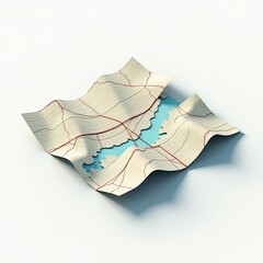 Topographical Map with Highway Arteries and Road Network Design