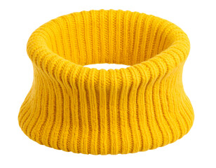  Yellow Woolen Neck Warmer with Soft Knit Texture, Isolated on Transparent Background PNG