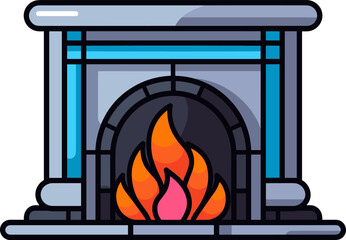 Charming Fireplace Illustration: A Warm and Cozy Hearth Design