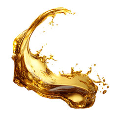 Fototapeta premium Golden honey splash isolated on transparent background in dynamic motion