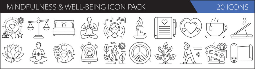 Fototapeta premium Mindfulness & Well-being Icon Pack
