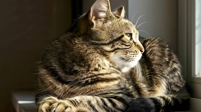 Peaceful Orange Cat on a Sunny Window Sill. August 8, International Cat Day