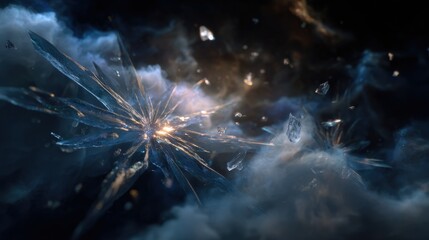 Shattered Crystal Explosion in Dark Space