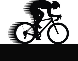 Cyclist racing with speed lines bicycle motion