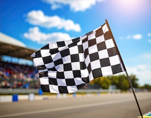 Checkered flag waving in a race
