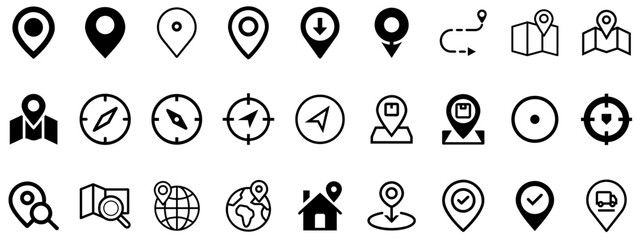 Location Set of Web Icons | Maps, GPS & Navigation Icons for Travel & Logistics
