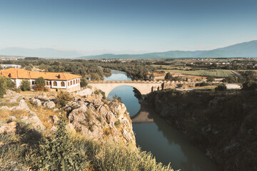 The ancient holy bridge in Gjakova, Kosovo in the evening hours
