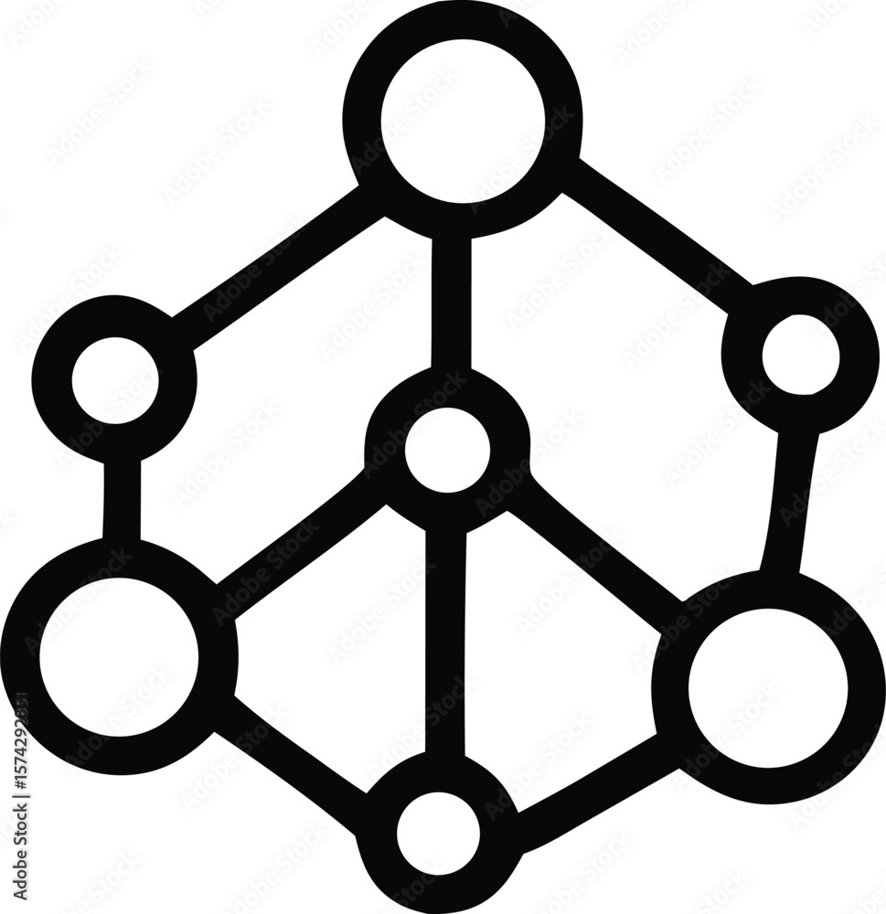 Poster abstract geometric network of interconnected nodes and lines representing a complex system or data s