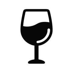 Obraz premium Black silhouette of wine glass filled with liquid on white background 