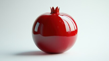 Vibrant Shiny Red Pomegranate Still Life on White Background pomegranate red shiny vibrant fruit art