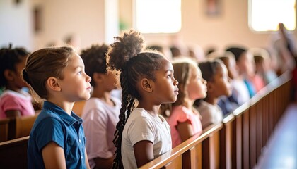 Children attentive in church